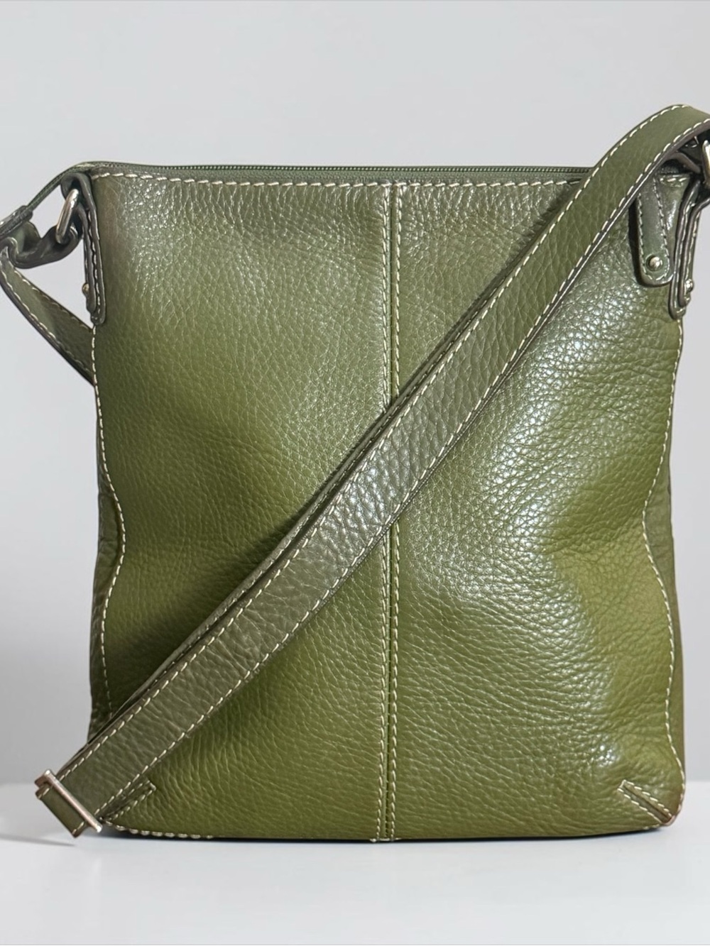 Fossil Olive Green Pebbled Leather Crossbody Bag! - Picture 4 of 14